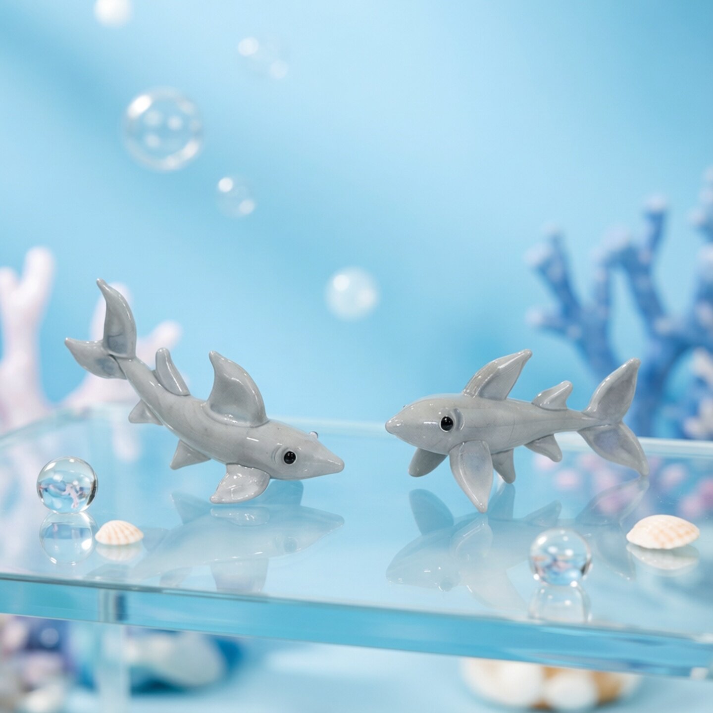 수제 미니 유리 상어 피규어 귀여운 작은 해양 동물 조 - Marine Aquarium Design 리뷰 및 가격