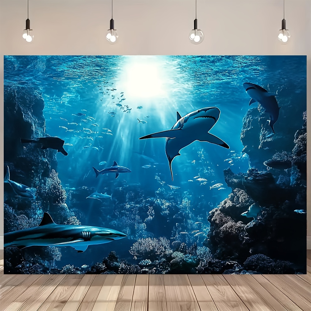 웅장한 심해 상어 벽걸이 태피스트리, 푸른 바다 해양생 - Aquarium Blue Marine 리뷰 및 가격